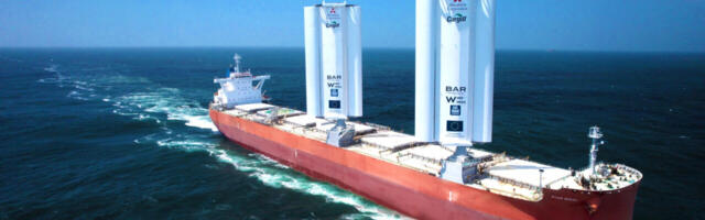 Cargo ship retrofitted with ‘WindWings’ charters course for greener voyages