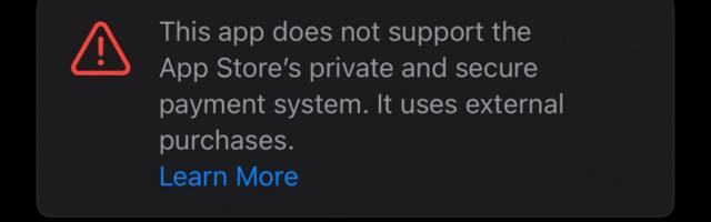 Apple now showing warnings on EU App Store apps with alternative payment options