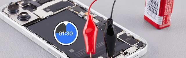 iPhone 16 battery needs a good zapping to debond the adhesive — the process takes a minute and a half when using a 9V battery