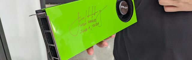 Jensen signs PNY RTX 4070 Super blower card at Computex — proves Nvidia doesn't hate blower-style coolers