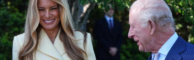 Melania Trump ditched her neutral wardrobe and embraced one of spring's biggest trends to greet King Charles and Queen Camilla