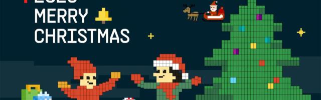 TSMC’s Christmas Card evokes a retro 8-bit winter wonderland — ‘pixelated’ kids play Breakout with snowballs, carving out a festive scene