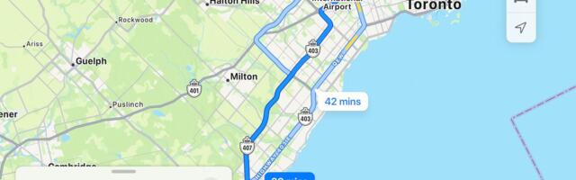 Apple Maps Suddenly Failing to Treat Highway 407 ETR in Toronto Area as Toll Road