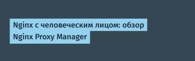 Nginx с человеческим лицом: обзор Nginx Proxy Manager