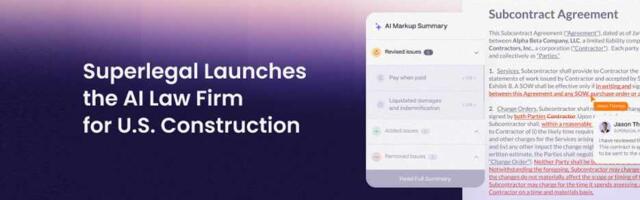 Superlegal launches AI Law Firm, America’s first AI-powered law firm for construction companies