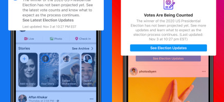Facebook and Instagram notifications warn U.S. users there’s no winner yet in Presidential Election
