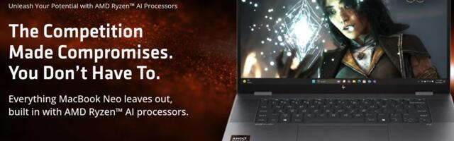 AMD taunts Apple's MacBook Neo for failing to run 75% of top PC games — Only 5 out of the 20 top PC games work on the Neo, while all run on AMD's budget offerings