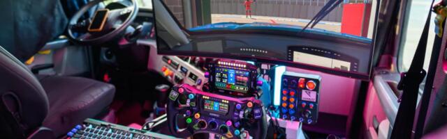 $6000 semi-truck gaming rig just got a massive upgrade — cabin overhaul includes new racing bucket seat, pedals, and other accessories to level up their truck