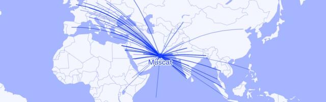 Maps show how Muscat became the center of Middle East air travel when the region's biggest airports closed