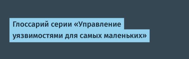 Глоссарий серии «Управление уязвимостями для самых маленьких»