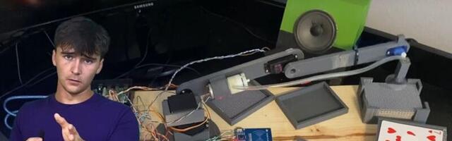 Card-playing robot has Raspberry Pi brain and 3D printed arm