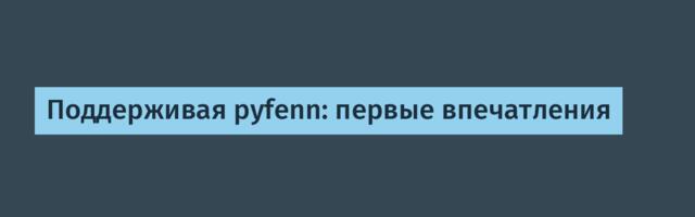 Поддерживая pyfenn: первые впечатления
