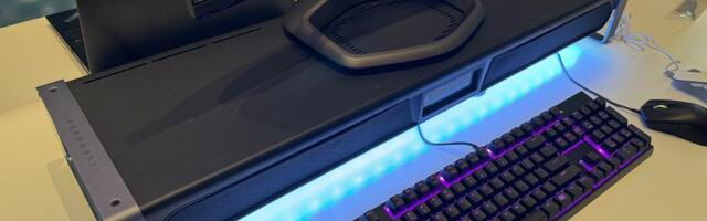 Cooler Master's Pro Station monitor riser has a built-in soundbar and a touchscreen
