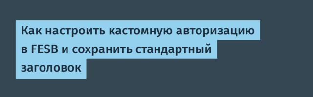 Как настроить кастомную авторизацию в FESB и сохранить стандартный заголовок