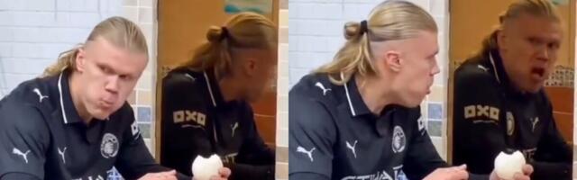 A clip of Erling Haaland eating has gone viral. Its not real.