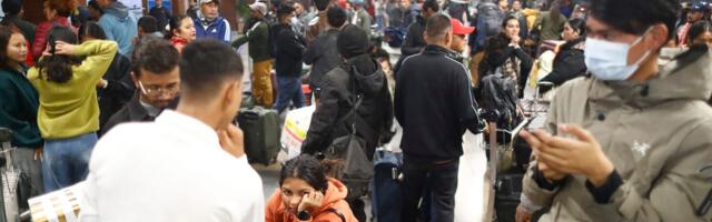 Photos show chaos at airports as passengers are left stranded due to canceled flights