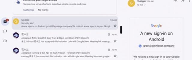 Gmail Gets Draggable Divers on Big Android Devices