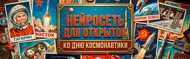Нейросеть для открыток ко Дню космонавтики: создаем ИИ поздравления на 12 апреля