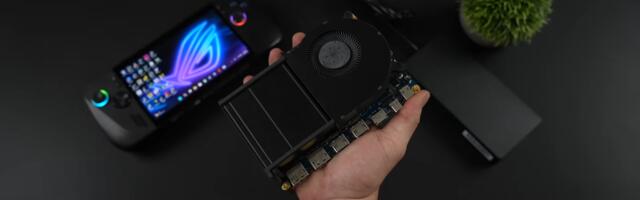 RTX 5060 eGPU hooks handheld PCs up with Blackwell — prototype unit fits desktop-class power into the palm of a hand