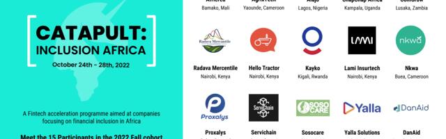 15 fintech startups selected for CATAPULT: Inclusion Africa 2022