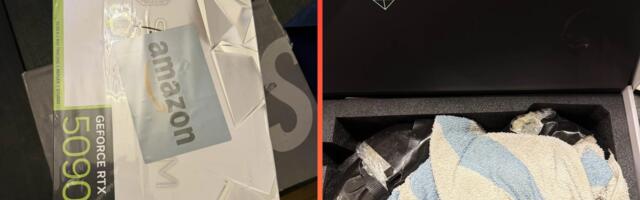 $3,000 RTX 5090 delivery brings rocks, a towel, and broken dreams — unboxing nightmare on an expensive GPU bought from Amazon Resale