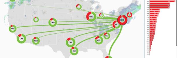 'Misery map' shows which airports are getting slammed by the East Coast snowstorm as cancellations pile up