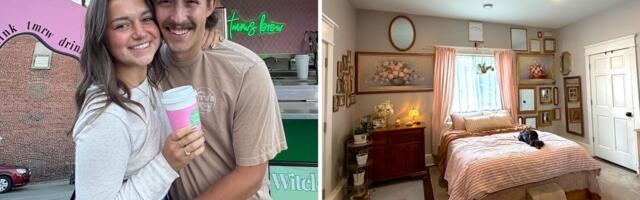 A woman and her husband moved into her parents' garage to save money while they kick-started their careers