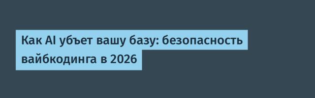 Как AI убъет вашу базу: безопасность вайбкодинга в 2026