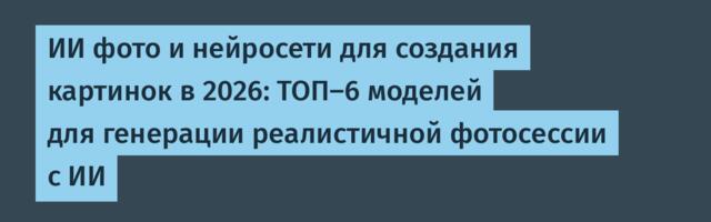 ИИ фото и нейросети для создания картинок в 2026: ТОП-6 моделей для генерации реалистичной фотосессии с ИИ