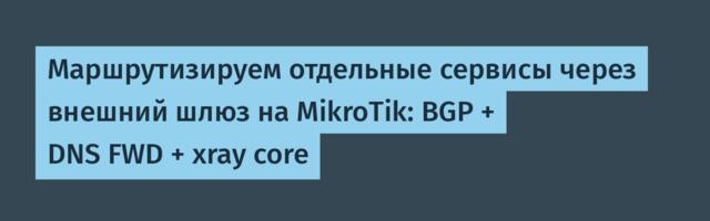 Маршрутизируем отдельные сервисы через внешний шлюз на MikroTik: BGP + DNS FWD + xray core