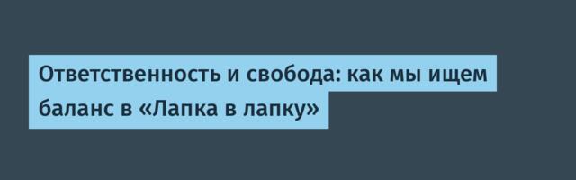 Ответственность и свобода: как мы ищем баланс в «Лапка в лапку»
