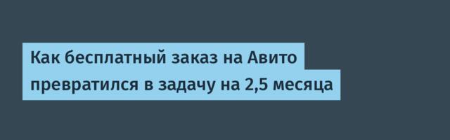 Как бесплатный заказ на Авито превратился в задачу на 2,5 месяца