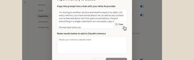 Anthropic's Claude can now absorb your past conversations with other AI chatbots