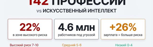 Высшее образование — фактор риска. Анализ 142 профессий российского рынка на AI-уязвимость