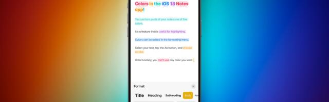 iOS 18 Notes App Supports Colors for Highlighting Typed Text