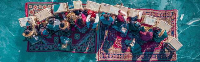Incredible image of children studying on a frozen lake among the best photos and videos so far in DJI and SkyPixel's $200,000 drone contest