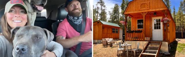 A couple bought a 380-square-foot shed for $12,000 and turned it into a tiny home they share with their 3 dogs