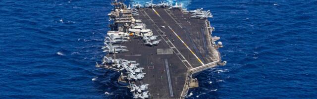 A US aircraft carrier's hard turn to avoid enemy fire surprised sailors and sent a jet with bad brakes into the sea