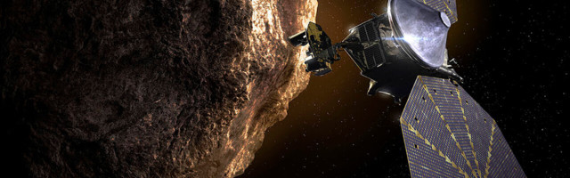 The Lucy spacecraft — designed to explore the Trojan asteroids of Jupiter — prepares for take-off