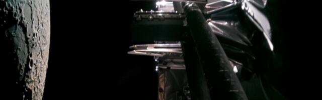 Spacecraft zooms by the moon, captures sci-fi footage