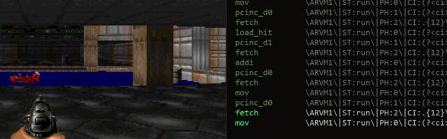 Daring coder gets Doom running with regular expressions at 180 seconds per frame, like playing 'correspondence chess with a shotgun' — nearly 14 million substitutions to render a frame at 80,000 substitutions per second