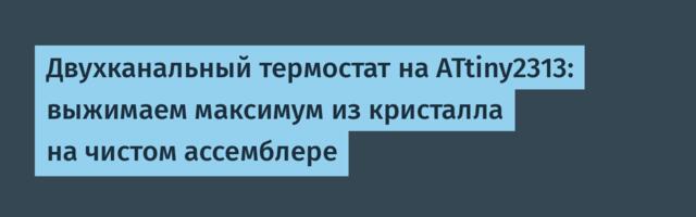 Двухканальный термостат на ATtiny2313: выжимаем максимум из кристалла на чистом ассемблере