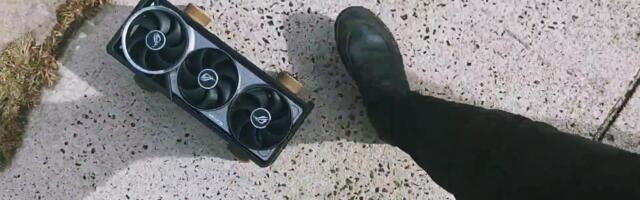 Radical gamer repurposes $1,700 ROG Atral RTX 5080 into a working DIY skateboard — rides graphics card down the street while walking dog