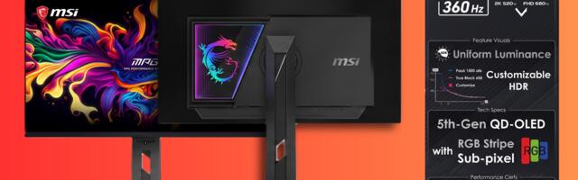 MSI's new 32" OLED monitor can switch between 4K 360 Hz, 1440p 520 Hz and 1080p 680 Hz — featuring a 'Penta Tandem' QD-OLED panel with RGB stripe subpixels