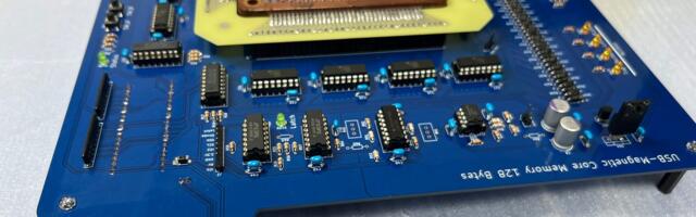 Researcher builds bizarre 128-byte USB drive the size of a dinner plate using ancient pre-semiconductor magnetic core memory technology — data disappears once it is read, requiring special handling