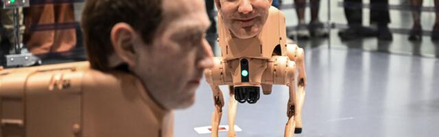 'We should be interested in what these people are like and how they behave': these AI slop-pooping robot dogs with the heads of Musk and Bezos by the artist Beeple can be seen in a Berlin museum — and they pose nuanced questions about tech ethics