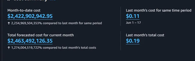 A bug in AWS has caused some customers' bills to spike from a few cents to billions of dollars