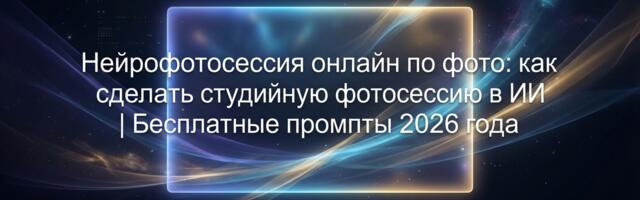 Нейрофотосессия онлайн по фото: как сделать студийную фотосессию в ИИ | Бесплатные промпты 2026 года