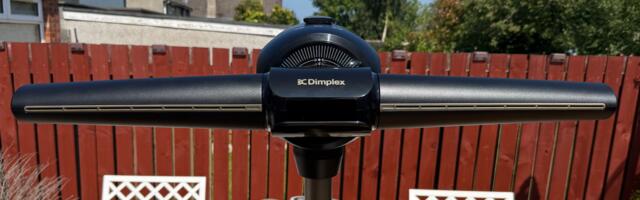 The Dimplex FlexBlade Multi-Directional Bladeless Fan looks like it's part of a plane, but despite its propeller-like design it may struggle to cool your aircraft hangar