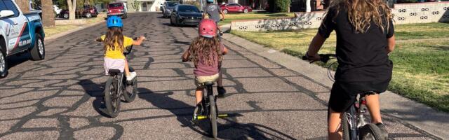 I started letting my son bike with his friends when he was 8. It gives me anxiety, but I see the value in having independence.